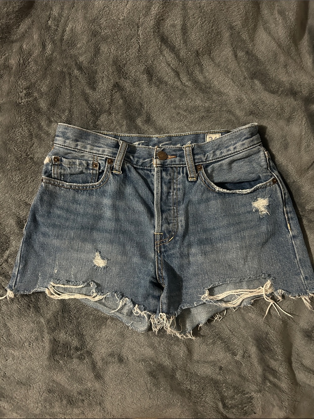 Free people High-Rise Distressed Denim Shorts — Blue